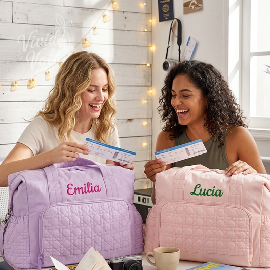 Custom Name Quilted Tote Bag/Overnight Travel Bag