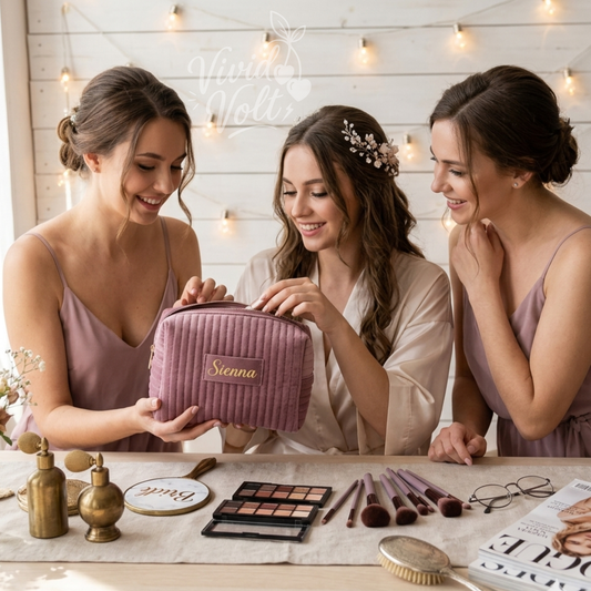 Personalized Quilted Corduroy Makeup Bag