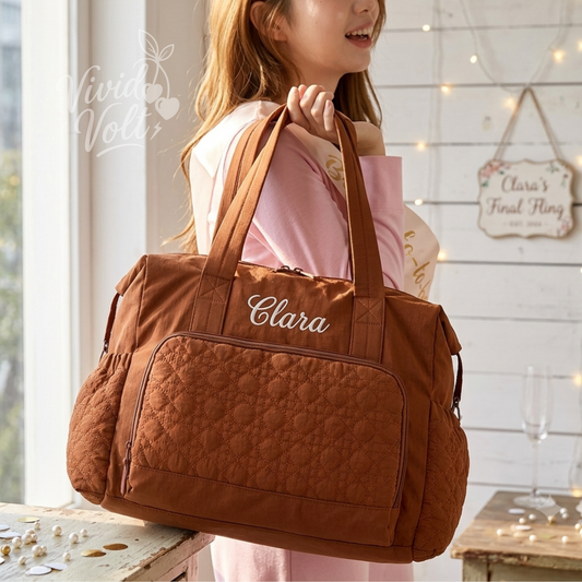 Custom Name Quilted Tote Bag/Overnight Travel Bag
