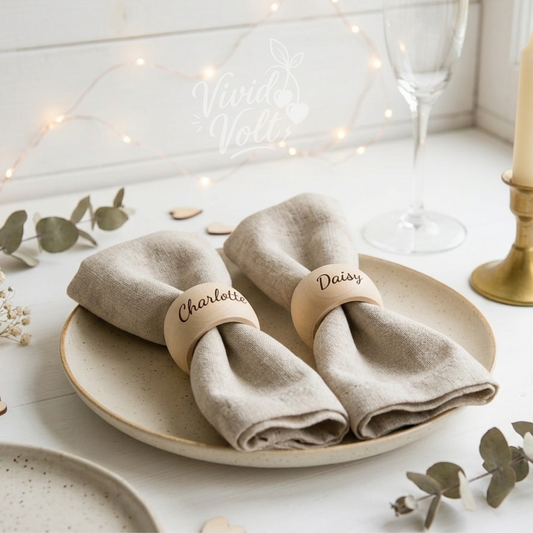 Personalized Wooden Table Decor Napkin Rings