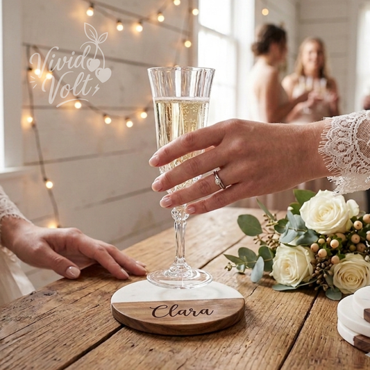 Personalized Marble & Wood Coasters