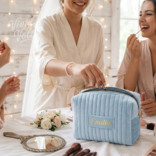 Personalized Quilted Corduroy Makeup Bag