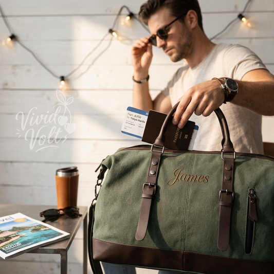 Personalized Men's Weekender Travel Duffel Bag
