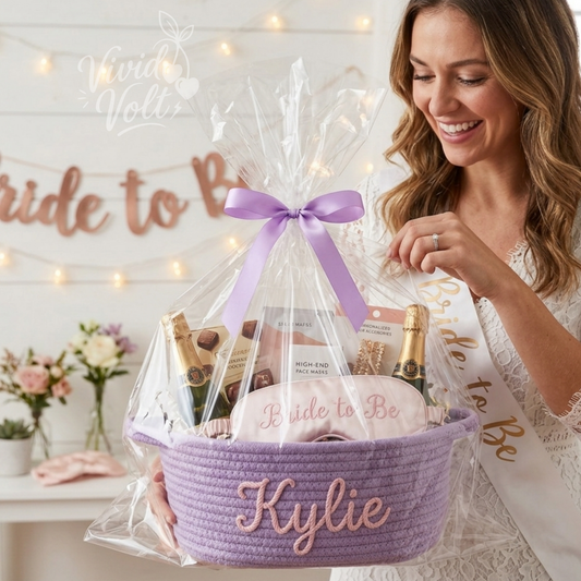 Personalized Embroidered Rope Gift Basket